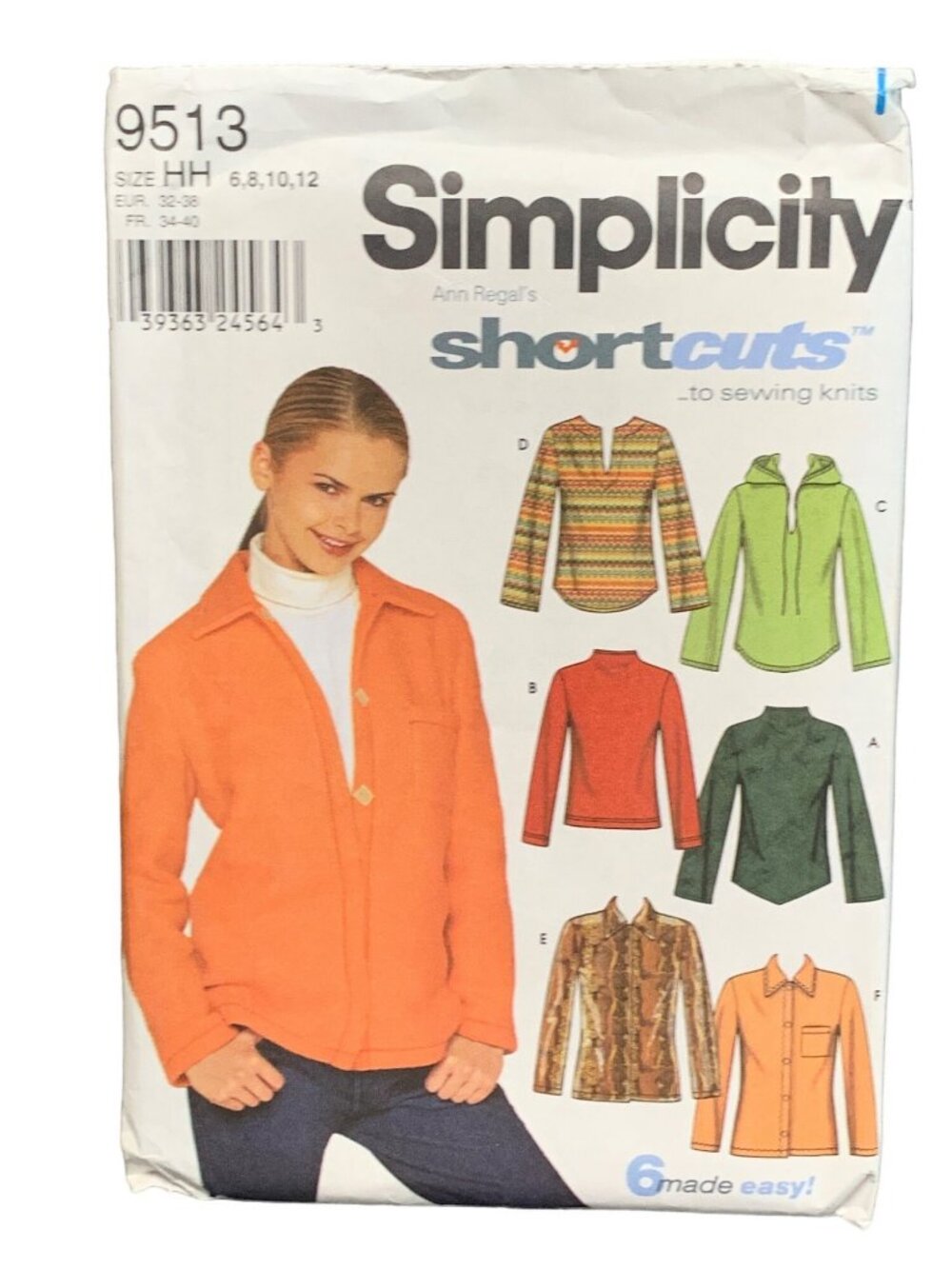 Simplicity Ann Regals Shirt Womens Sewing Pattern 9513 Size 6-8-10-12 Uncut